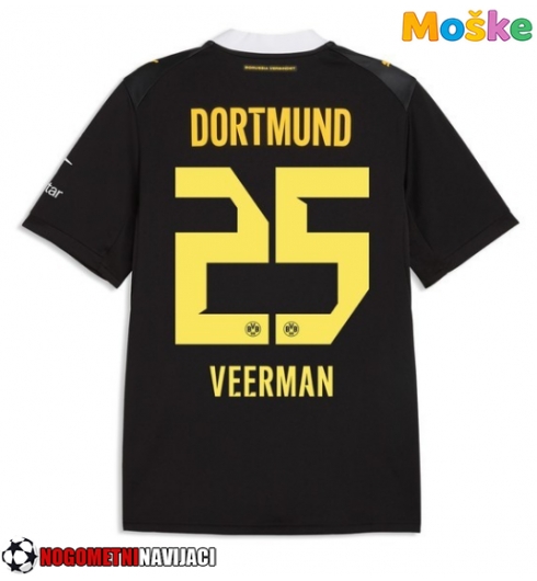 Moške Nogometnih dresov Borussia Dortmund Joey Veerman #25 Gostujoči 2026-27 Kratki rokavi Moške Nogometnih dresov Borussia Dortmund Joey Veerman #25 Gostujoči 2026-27 Kratki rokavi